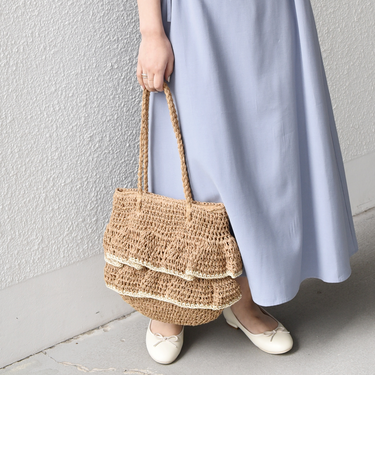 《予約》SHIPS Colors:ペーパー フリル トート◆