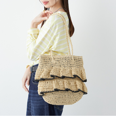 《予約》SHIPS Colors:ペーパー フリル トート◆