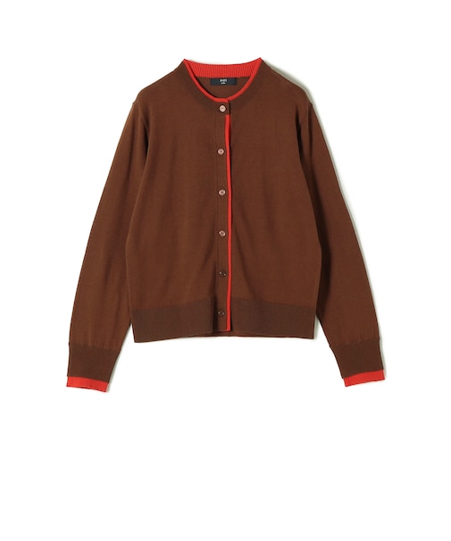 《予約》SHIPS Colors:〈手洗い可能〉配色 ニット クルーネック カーディガン◆