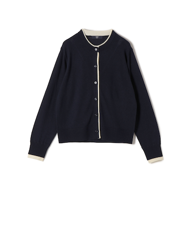 《予約》SHIPS Colors:〈手洗い可能〉配色 ニット クルーネック カーディガン◆