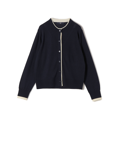 《予約》SHIPS Colors:〈手洗い可能〉配色 ニット クルーネック カーディガン◆