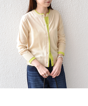 《予約》SHIPS Colors:〈手洗い可能〉配色 ニット クルーネック カーディガン◆