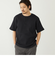 《予約》SHIPS Colors:ローゲージ カノコ ヘンリーネック Tシャツ◆