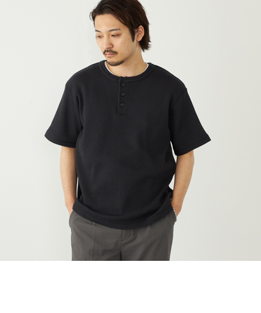 《予約》SHIPS Colors:ローゲージ カノコ ヘンリーネック Tシャツ◆