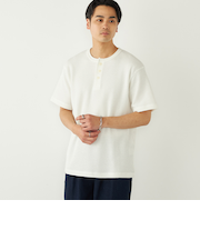 《予約》SHIPS Colors:ローゲージ カノコ ヘンリーネック Tシャツ◆