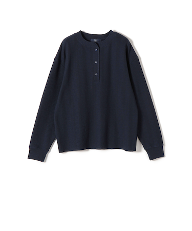 SHIPS Colors:〈手洗い可能〉変形ワッフル ヘンリーネック プルオーバー