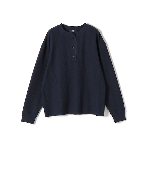 SHIPS Colors:〈手洗い可能〉変形ワッフル ヘンリーネック プルオーバー