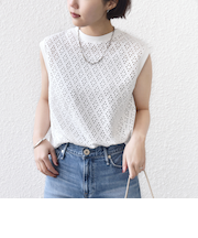 《予約》〈手洗い可能〉アイレット ノースリーブ フレア プルオーバー