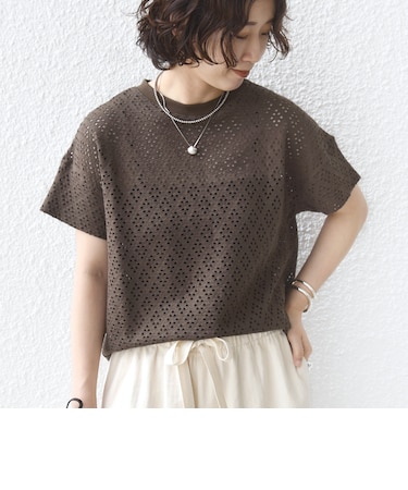 〈手洗い可能〉アイレット ショート スリーブ プルオーバー