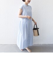 《予約》【WEB限定】〈手洗い可能〉ストライプ サイド タック ワンピース