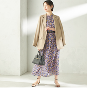 《予約》〈手洗い可能〉カッセン フラワー プリント ノースリーブ ワンピース