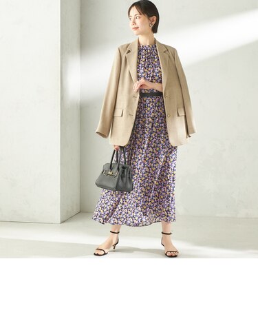 《予約》〈手洗い可能〉カッセン フラワー プリント ノースリーブ ワンピース