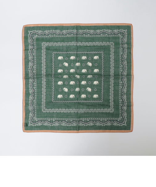 Vincenzo Miozza: コットン リネン エレファント モチーフ バンダナ