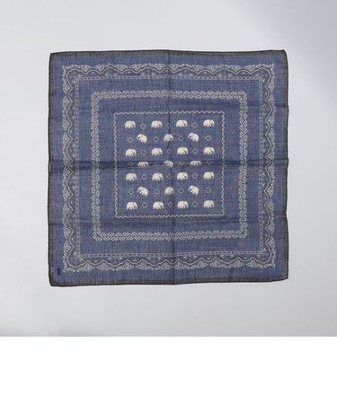 Vincenzo Miozza: コットン リネン エレファント モチーフ バンダナ