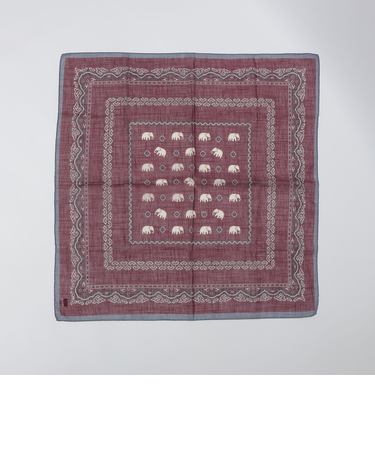 Vincenzo Miozza: コットン リネン エレファント モチーフ バンダナ