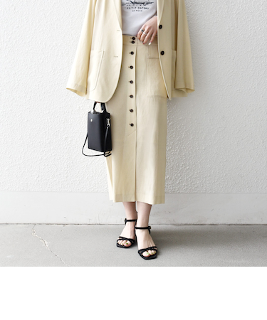 《予約》SHIPS any:〈洗濯機可能〉リネンミックス ボタン デザイン タイト スカート