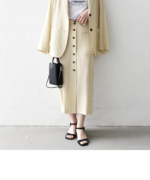 《予約》SHIPS any:〈洗濯機可能〉リネンミックス ボタン デザイン タイト スカート