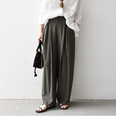 《予約》SHIPS any:〈洗濯機可能〉リネンミックス 2タック テーパード パンツ