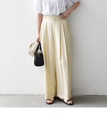 《予約》SHIPS any:〈洗濯機可能〉リネンミックス 2タック テーパード パンツ