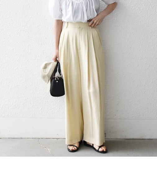 《予約》SHIPS any:〈洗濯機可能〉リネンミックス 2タック テーパード パンツ