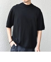 SHIPS any:〈手洗い可能〉ハイゲージ リネン ミックス サマーニット モックネック Tシャツ 26SS◆