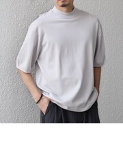 SHIPS any:〈手洗い可能〉ハイゲージ リネン ミックス サマーニット モックネック Tシャツ 26SS◆