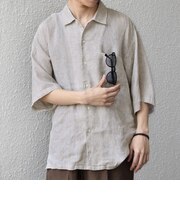 SHIPS any:〈洗濯機可能〉ピュアリネン リラックス オープンカラー シャツ◆
