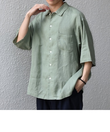 SHIPS any:〈洗濯機可能〉ピュアリネン リラックス オープンカラー シャツ◆