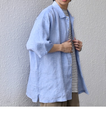 SHIPS any:〈洗濯機可能〉ピュアリネン リラックス オープンカラー シャツ◆