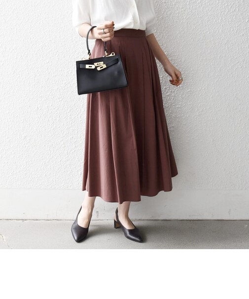 《予約》SHIPS any:〈洗濯機可能〉コットンミックス タイプライター フレア タック スカート