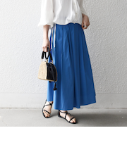 《予約》SHIPS any:〈洗濯機可能〉コットンミックス タイプライター フレア タック スカート