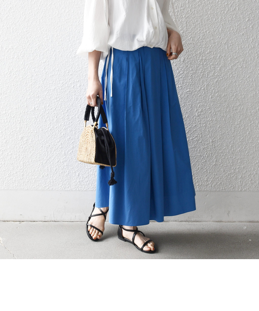 《予約》SHIPS any:〈洗濯機可能〉コットンミックス タイプライター フレア タック スカート