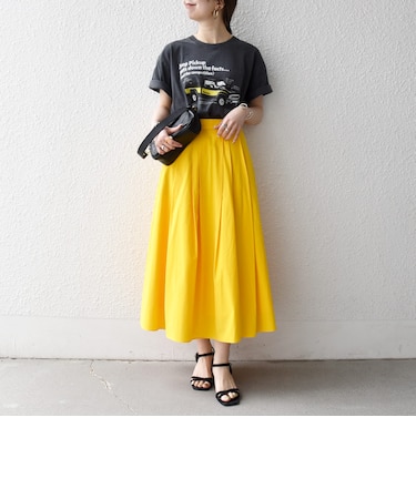 《予約》SHIPS any:〈洗濯機可能〉コットンミックス タイプライター フレア タック スカート