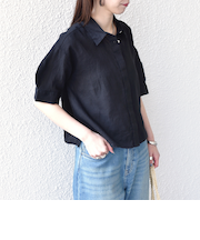 《予約》SHIPS Colors:〈洗濯機可能〉ユーロリネン ボクシー パフスリーブ シャツ◆