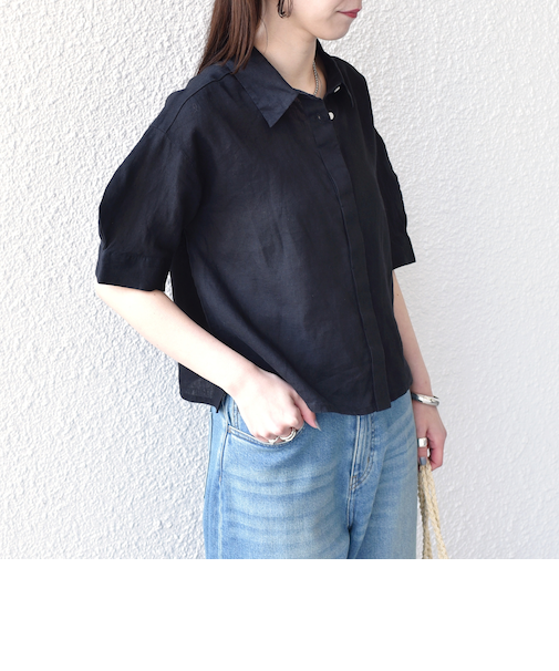 《予約》SHIPS Colors:〈洗濯機可能〉ユーロリネン ボクシー パフスリーブ シャツ◆