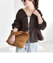 《予約》quaranciel:〈手洗い可能〉ラミー ギャザー リボン ティアード ブラウス