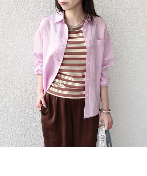 《予約》SHIPS Colors:〈洗濯機可能〉ユーロリネン 2WAY ロングスリーブ シャツ◆