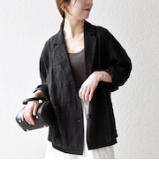 《予約》SHIPS any:〈手洗い可能〉シアー チェック ルーズ テーラード ジャケット