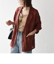 《予約》SHIPS any:〈手洗い可能〉シアー チェック ルーズ テーラード ジャケット