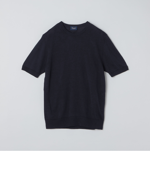 Drumohr: リネン コットン ガーメントダイ クルーネック ニット Tシャツ
