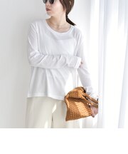 《予約》quaranciel:〈手洗い可能〉コットン シアー クルーネック ロンTEE