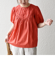 《予約》SHIPS any:〈洗濯機可能〉キャンブリック ギャザー ヨーク パフスリーブ ブラウス