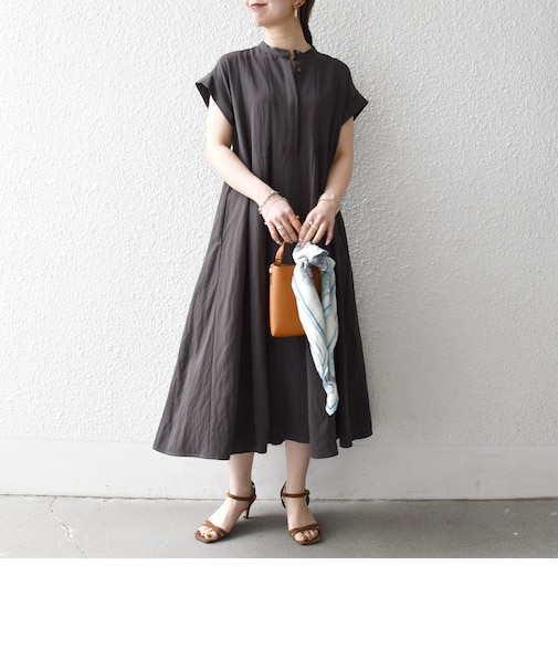 《予約》SHIPS any:〈洗濯機可能〉ツイル バンドカラー フレンチ シャツ ワンピース