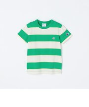 Champion:〈洗濯機可能〉ワイド ボーダー ワンポイント 刺繍 Tシャツ<KIDS>