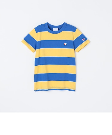 Champion:〈洗濯機可能〉ワイド ボーダー ワンポイント 刺繍 Tシャツ<KIDS>