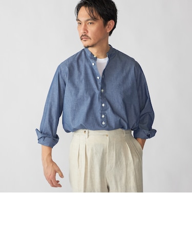 【SHIPS別注】Salvatore Piccolo: バンドカラー プルオーバー デニム シャツ