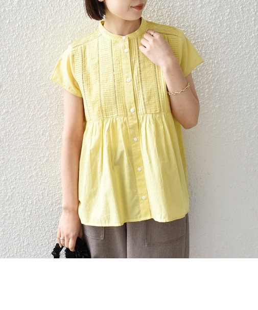 《予約》SHIPS Colors:〈手洗い可能〉コットン ピンタック ジョイント シャツ2◆