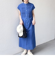 《予約》SHIPS Colors:〈手洗い可能〉コットン ピンタック ヨーク シャツ ワンピース◆