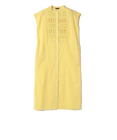 《予約》SHIPS Colors:〈手洗い可能〉コットン ピンタック ヨーク シャツ ワンピース◆