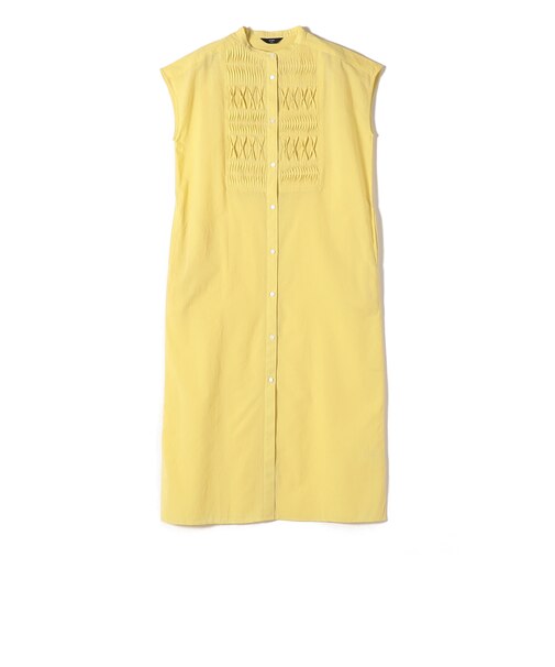 《予約》SHIPS Colors:〈手洗い可能〉コットン ピンタック ヨーク シャツ ワンピース◆